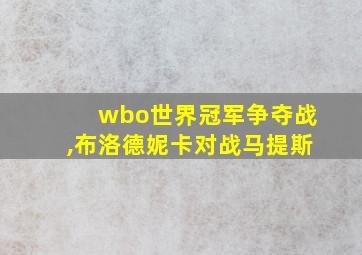 wbo世界冠军争夺战,布洛德妮卡对战马提斯