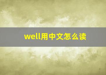 well用中文怎么读