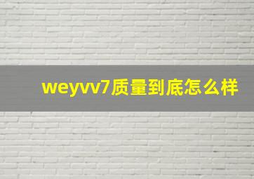 weyvv7质量到底怎么样