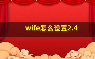 wife怎么设置2.4