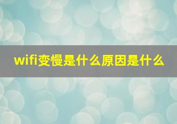 wifi变慢是什么原因是什么