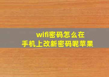 wifi密码怎么在手机上改新密码呢苹果