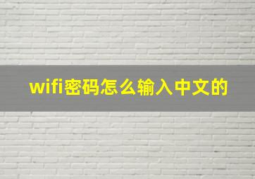 wifi密码怎么输入中文的