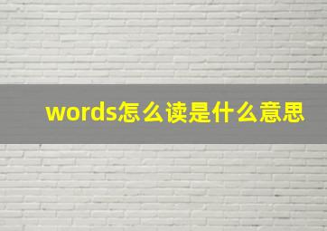 words怎么读是什么意思