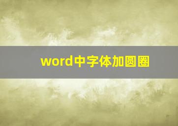 word中字体加圆圈