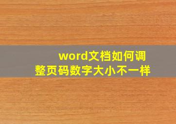 word文档如何调整页码数字大小不一样