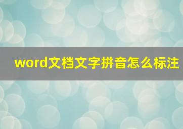 word文档文字拼音怎么标注