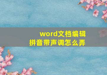 word文档编辑拼音带声调怎么弄