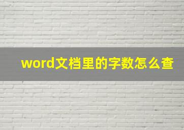 word文档里的字数怎么查