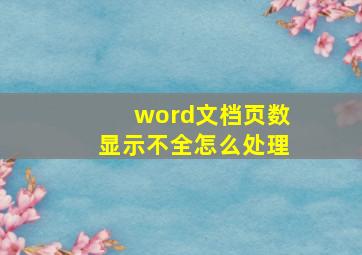 word文档页数显示不全怎么处理