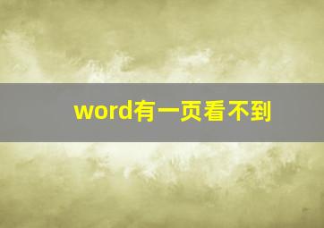 word有一页看不到