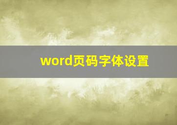 word页码字体设置