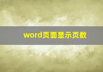 word页面显示页数