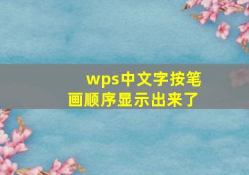 wps中文字按笔画顺序显示出来了