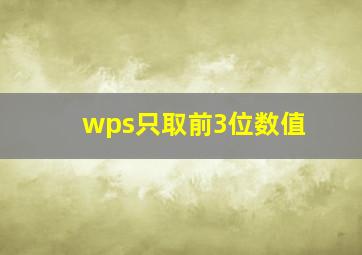 wps只取前3位数值