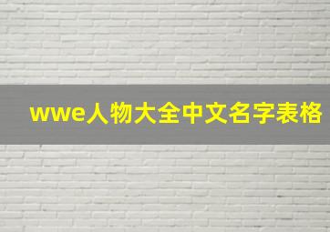 wwe人物大全中文名字表格