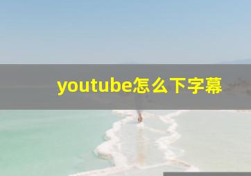 youtube怎么下字幕