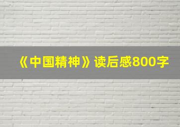 《中国精神》读后感800字