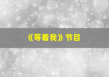 《等着我》节目