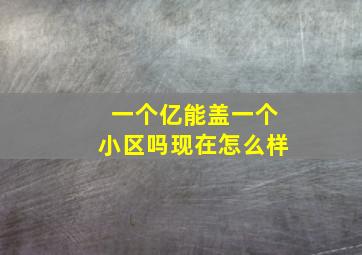 一个亿能盖一个小区吗现在怎么样