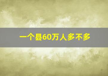 一个县60万人多不多