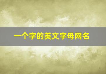 一个字的英文字母网名