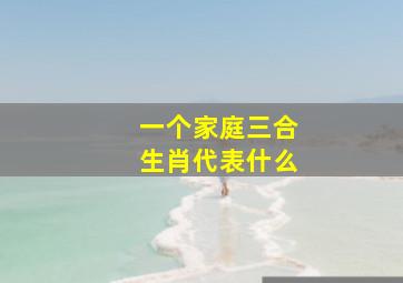 一个家庭三合生肖代表什么