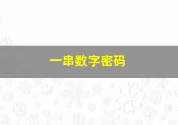 一串数字密码