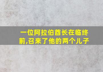 一位阿拉伯酋长在临终前,召来了他的两个儿子