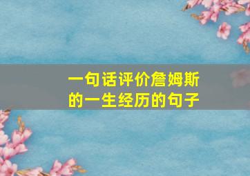 一句话评价詹姆斯的一生经历的句子