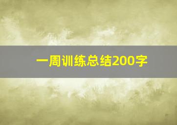 一周训练总结200字