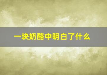 一块奶酪中明白了什么