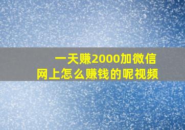 一天赚2000加微信网上怎么赚钱的呢视频