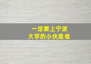 一定要上宁波大学的小伙是谁