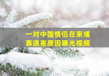 一对中国情侣在柬埔寨遇害原因曝光视频