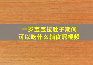 一岁宝宝拉肚子期间可以吃什么辅食呢视频