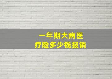 一年期大病医疗险多少钱报销