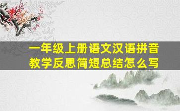 一年级上册语文汉语拼音教学反思简短总结怎么写