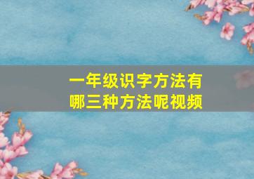 一年级识字方法有哪三种方法呢视频