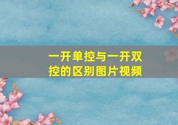 一开单控与一开双控的区别图片视频