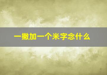 一撇加一个米字念什么