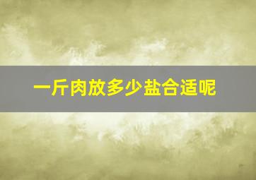 一斤肉放多少盐合适呢