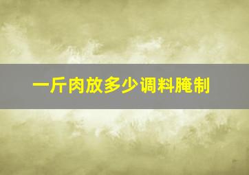 一斤肉放多少调料腌制