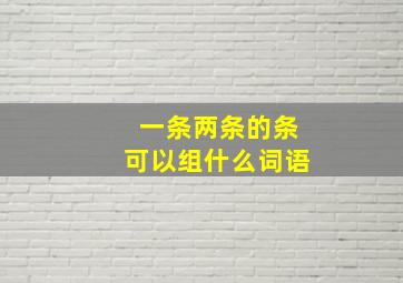 一条两条的条可以组什么词语