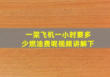 一架飞机一小时要多少燃油费呢视频讲解下