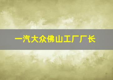 一汽大众佛山工厂厂长