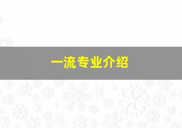 一流专业介绍