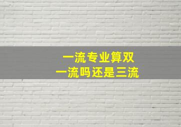 一流专业算双一流吗还是三流