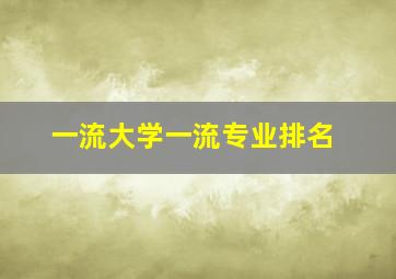 一流大学一流专业排名