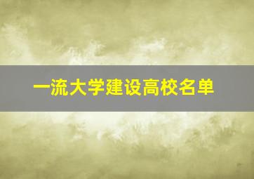 一流大学建设高校名单